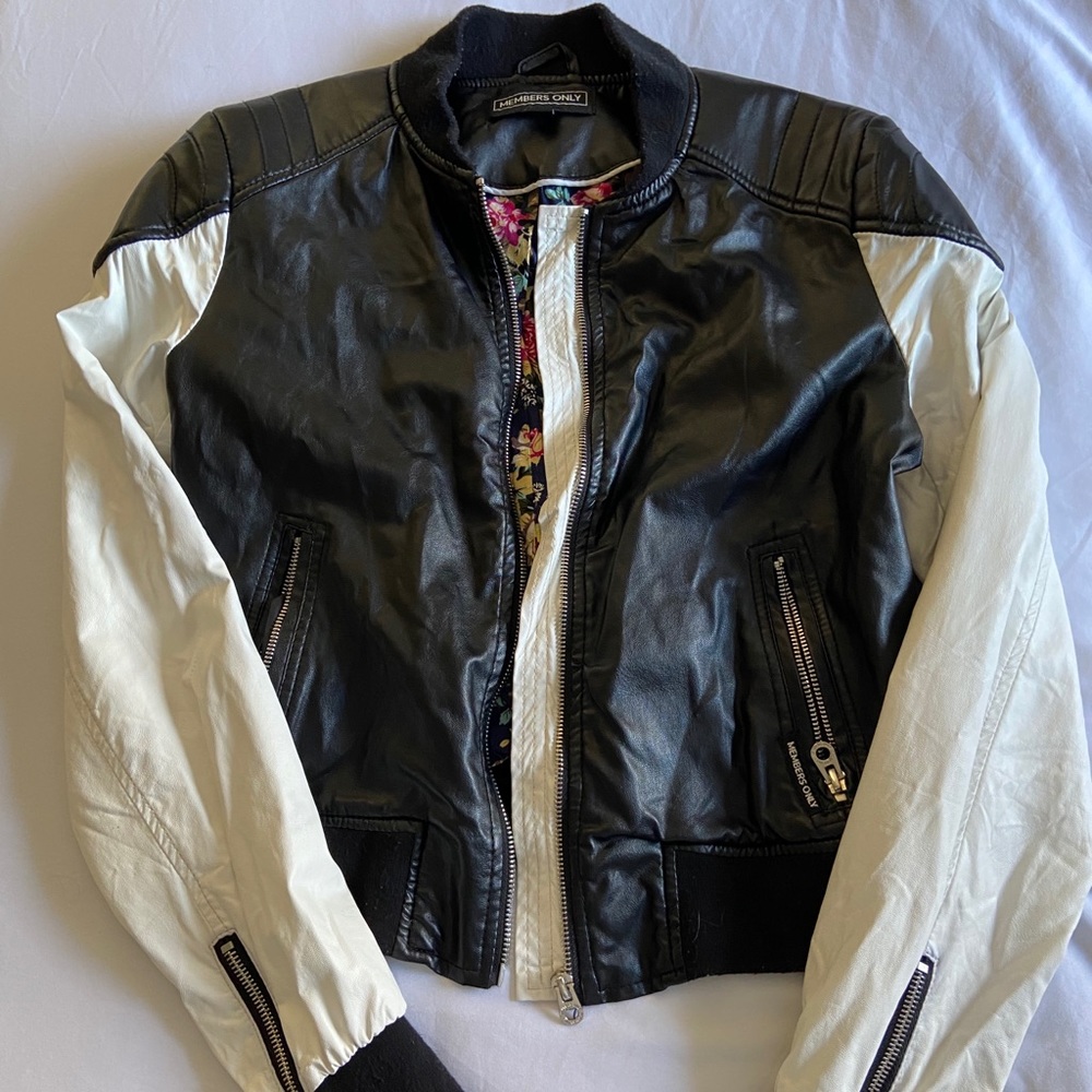 MEMBERS ONLY Colorblock Pleather Bomber Jacket
